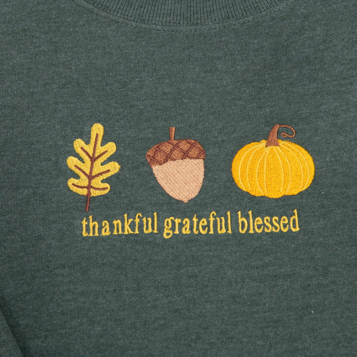 Embroidered Thankful Grateful Blessed Fall Icons Sweatshirt