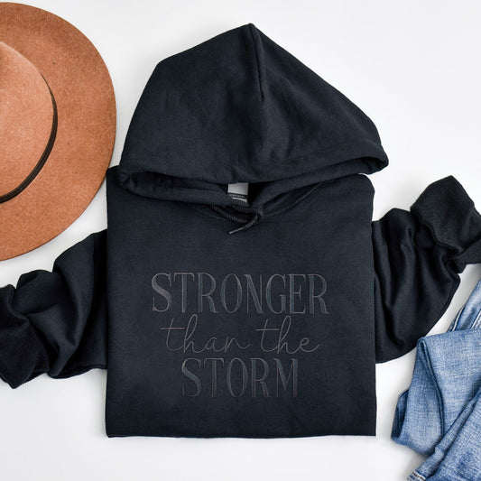 Embroidered Stronger Than The Storm Pullover Hoodie