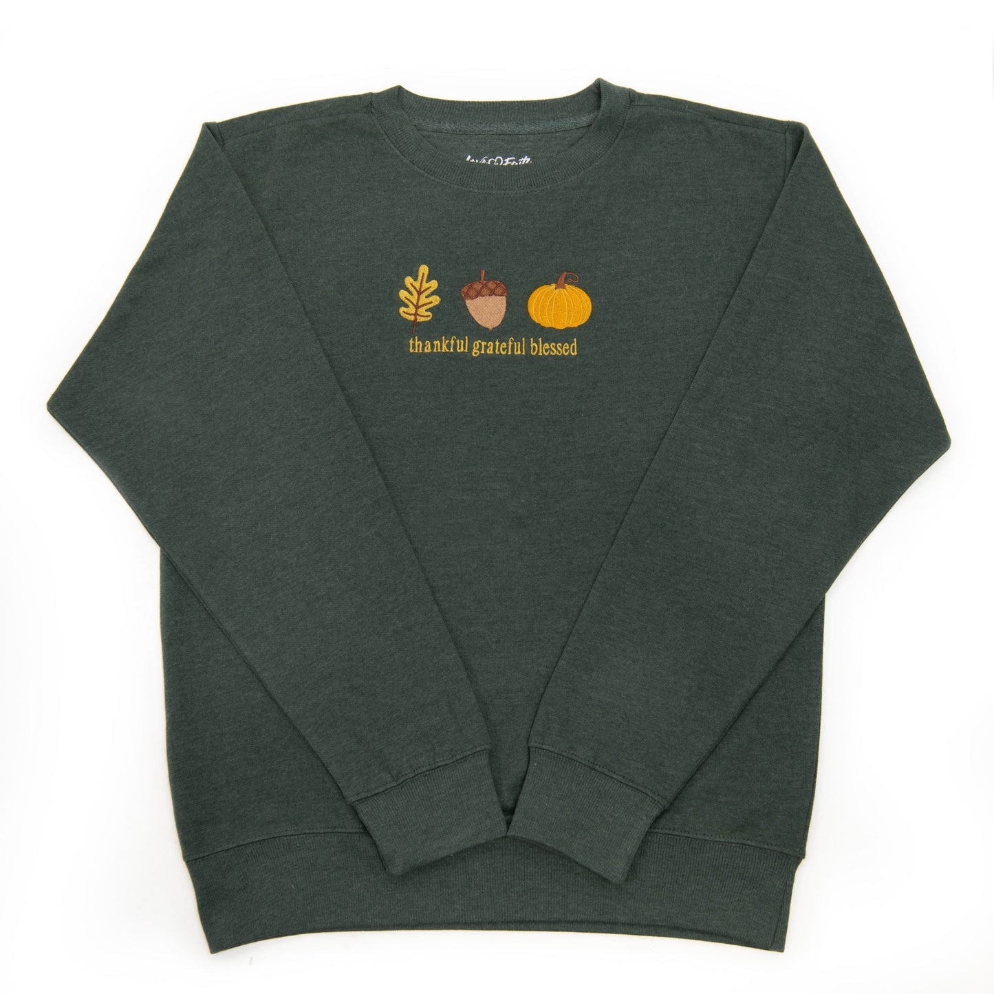 Embroidered Thankful Grateful Blessed Fall Icons Sweatshirt