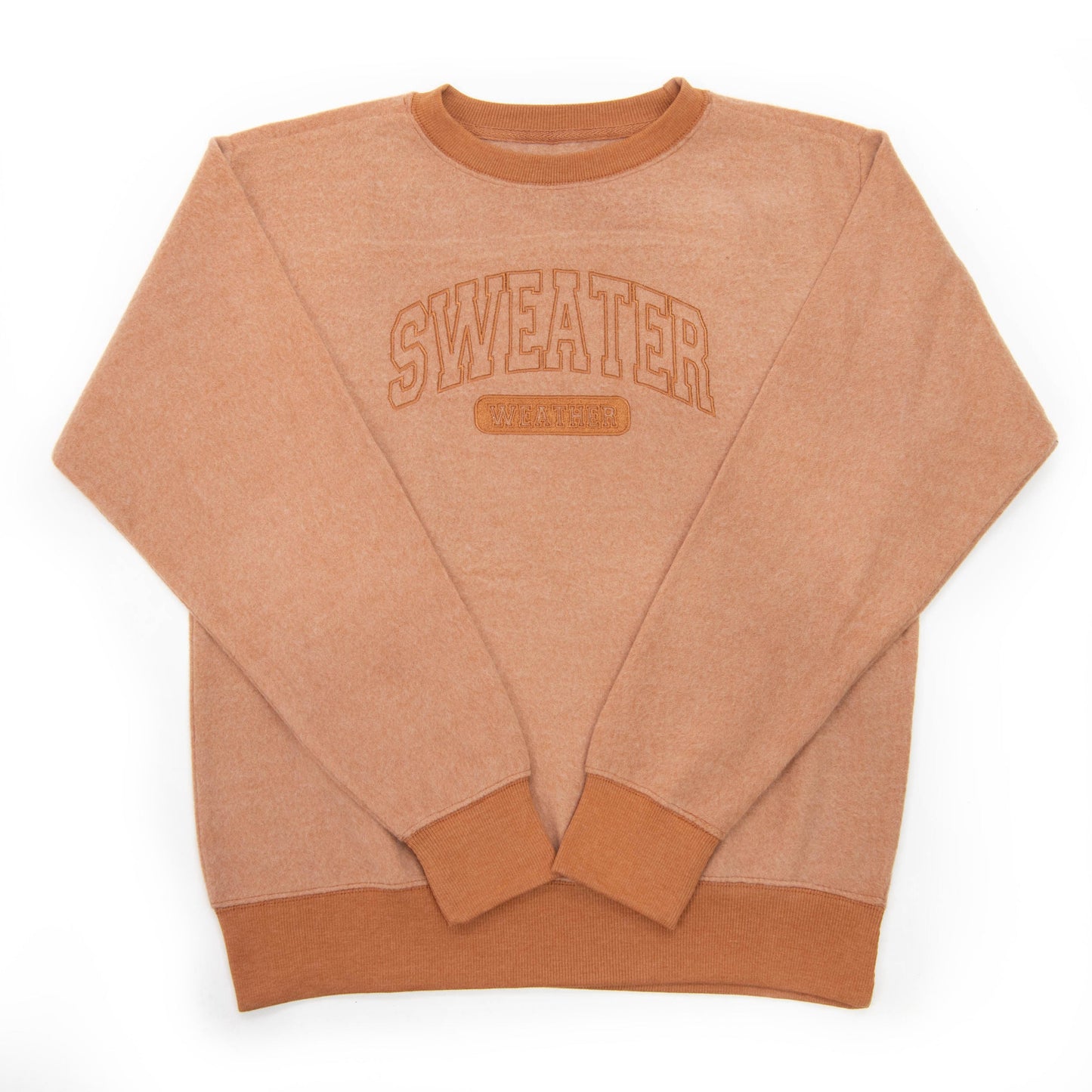 Embroidered Sweater Weather Fuzzy Sweatshirt