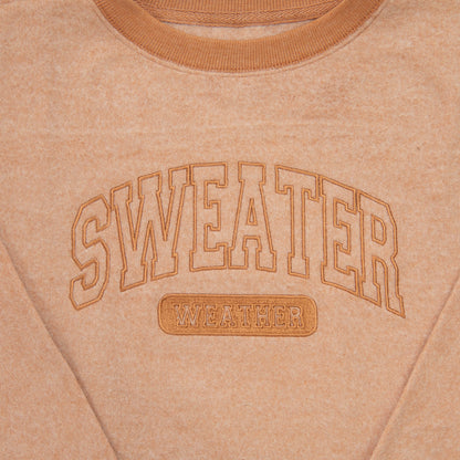 Embroidered Sweater Weather Fuzzy Sweatshirt