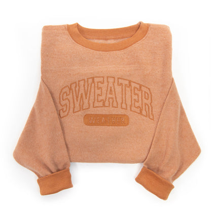 Embroidered Sweater Weather Fuzzy Sweatshirt