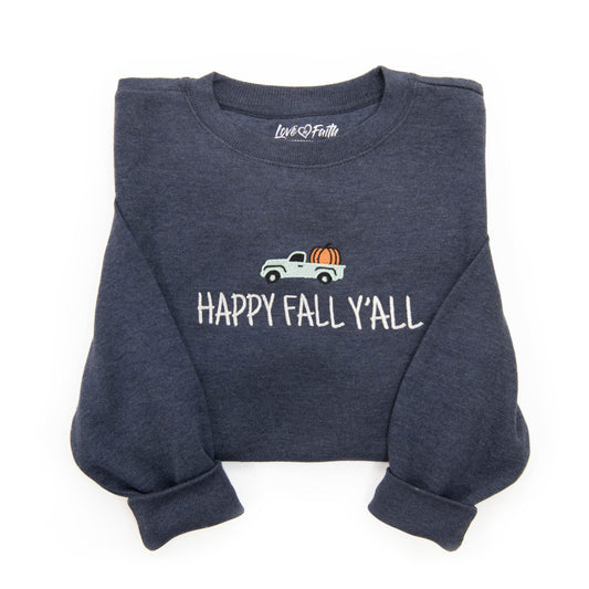 Embroidered Happy Fall Y'all Sweatshirt
