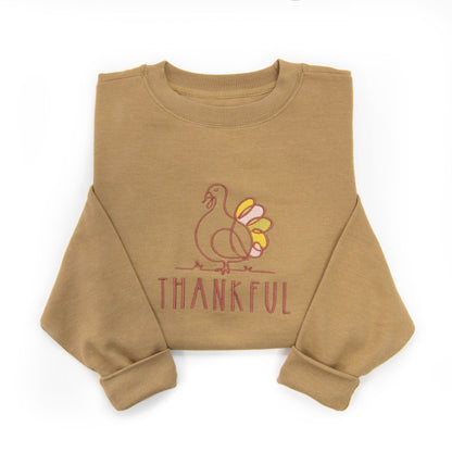 Embroidered Thankful Turkey Sweatshirt