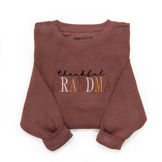 Embroidered Thankful Grandma Sweatshirt